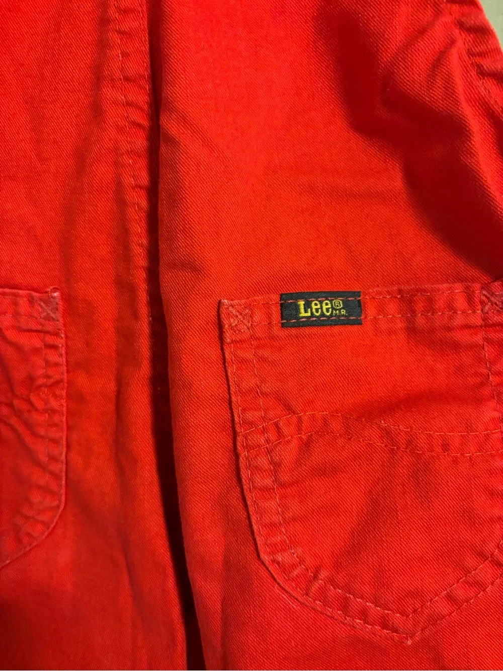 Vintage-Lee Kids Bright Red Bib-Overalls Made In the USA Unisex Size 3T
